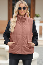 Load image into Gallery viewer, Pocketed Zip Up Turtleneck Vest Coat