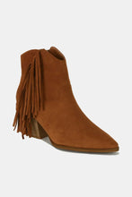 Load image into Gallery viewer, Beast Fashion Suede Fringe Point Toe Ankle Boots