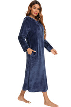 Load image into Gallery viewer, Zip Front Hooded Night Dress with Pockets
