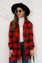 Load image into Gallery viewer, Shiny Plaid Collared Longline Coat
