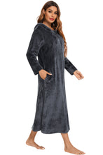 Load image into Gallery viewer, Zip Front Hooded Night Dress with Pockets
