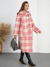 Load image into Gallery viewer, Plaid Button Up Long Sleeve Coat
