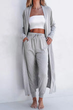 Load image into Gallery viewer, Open Front Long Sleeve Cardigan and Pants Lounge Set
