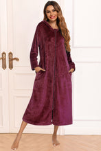 Load image into Gallery viewer, Zip Front Hooded Night Dress with Pockets
