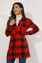 Load image into Gallery viewer, Shiny Plaid Collared Longline Coat
