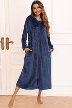 Load image into Gallery viewer, Zip Front Hooded Night Dress with Pockets
