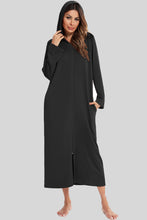 Load image into Gallery viewer, Zip Front Hooded Night Dress with Pockets
