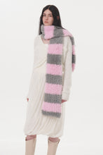 Load image into Gallery viewer, Fuzzy Contrast Striped Scarf

