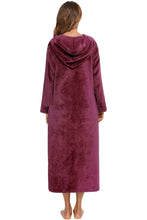 Load image into Gallery viewer, Zip Front Hooded Night Dress with Pockets
