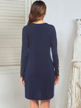 Load image into Gallery viewer, Lace Detail Long Sleeve Mini Lounge Dress
