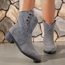 Load image into Gallery viewer, Suede Point Toe Block Heel Boots
