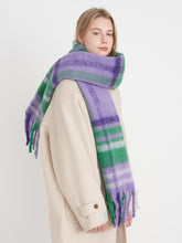 Load image into Gallery viewer, Fringe Plaid Polyester Scarf
