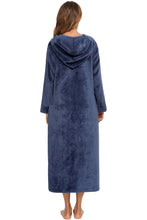 Load image into Gallery viewer, Zip Front Hooded Night Dress with Pockets
