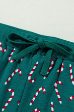 Load image into Gallery viewer, Candy Cane Print Round Neck Top and Pants Lounge Set
