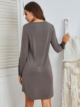 Load image into Gallery viewer, Lace Detail Long Sleeve Mini Lounge Dress
