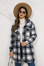 Load image into Gallery viewer, Shiny Plaid Collared Longline Coat
