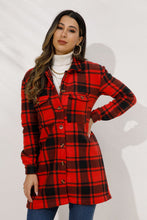 Load image into Gallery viewer, Shiny Plaid Collared Longline Coat
