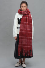 Load image into Gallery viewer, Fringe Plaid Thermal Scarf
