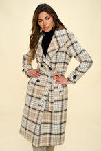 Load image into Gallery viewer, Coalition LA Double-Breasted Plaid Coat with Belt
