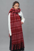 Load image into Gallery viewer, Fringe Plaid Thermal Scarf
