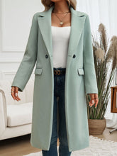 Load image into Gallery viewer, Devine Pocketed Collared Neck Long Sleeve Coat
