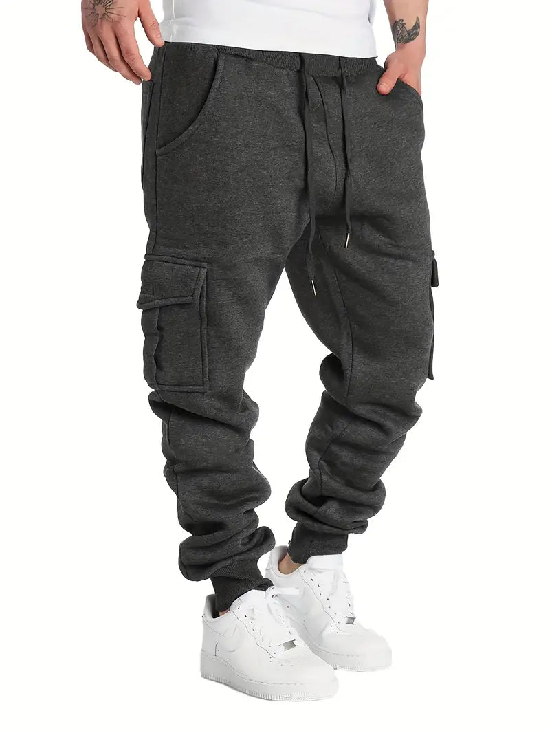 Dark gray men drawstring pants