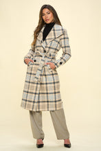 Load image into Gallery viewer, Coalition LA Double-Breasted Plaid Coat with Belt

