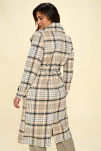 Load image into Gallery viewer, Coalition LA Double-Breasted Plaid Coat with Belt
