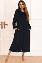 Load image into Gallery viewer, Zip Front Hooded Night Dress with Pockets
