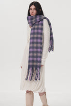 Load image into Gallery viewer, Fringe Plaid Polyester Scarf
