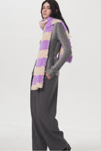 Load image into Gallery viewer, Fuzzy Contrast Striped Scarf
