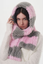 Load image into Gallery viewer, Fuzzy Contrast Striped Scarf
