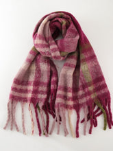 Load image into Gallery viewer, Fringe Plaid Polyester Scarf
