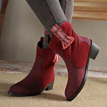 Load image into Gallery viewer, Suede Point Toe Block Heel Boots
