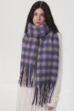 Load image into Gallery viewer, Fringe Plaid Polyester Scarf
