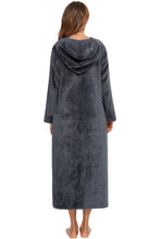 Load image into Gallery viewer, Zip Front Hooded Night Dress with Pockets
