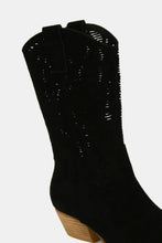 Load image into Gallery viewer, Beast Fashion Faux Suede Laser Cut Detail Block Heel Boots
