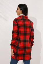 Load image into Gallery viewer, Shiny Plaid Collared Longline Coat
